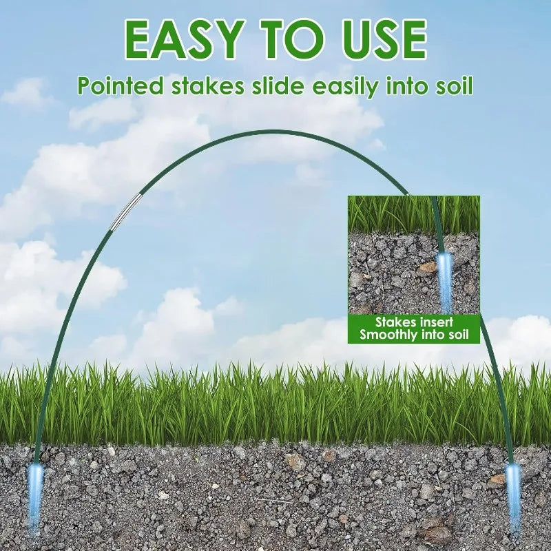 Garden Hoops Kits for Netting Tunnel Garden Hoops Greenhouse Frame Flexible Tunnel Arch Crop Protection Hoops for Raised Beds