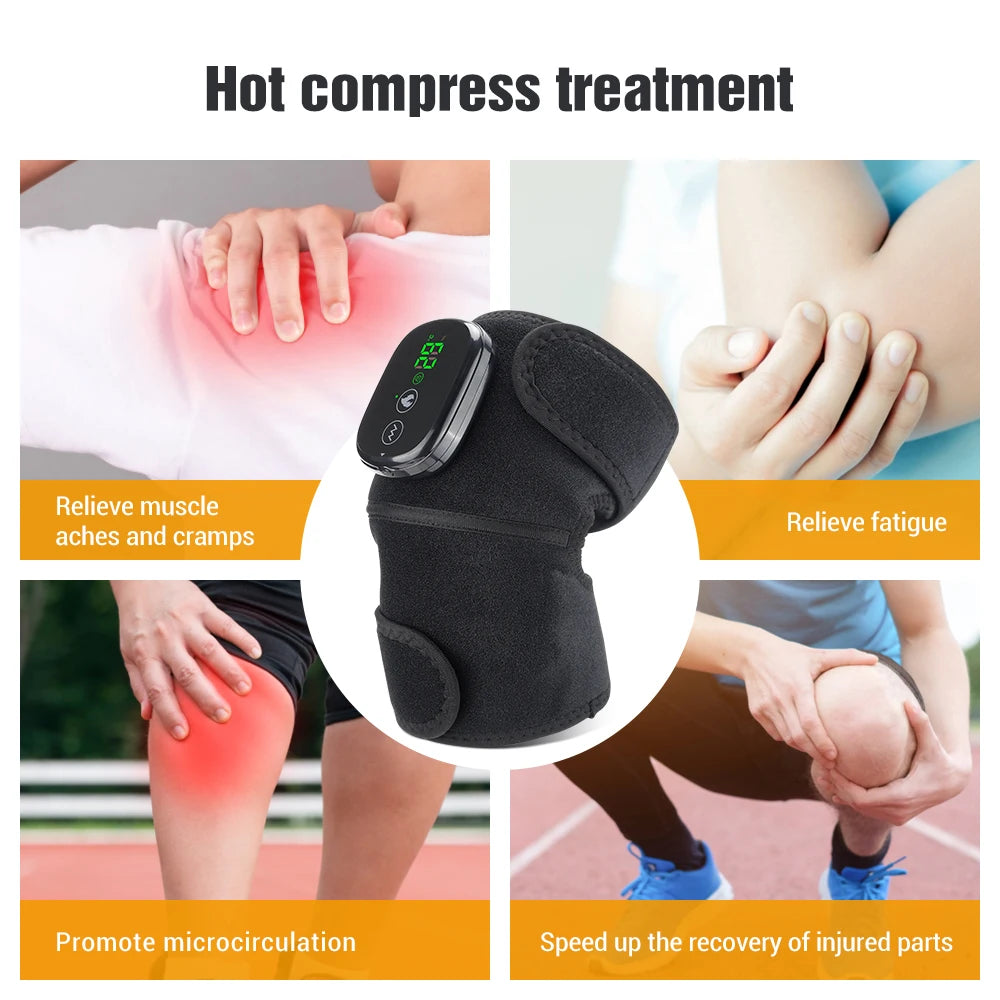 Electric Knee Massager 3-in-1 Heated Vibration 3 Gear Temperature Elbow Shoulder Protector Hot Compress Protective Belt USB Char