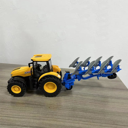 Farm Trucks Model Set 1/24 Dicast Tractor Toys for Children Sliding Agriculture Transporter Toys Engineering Farming Scene Gift