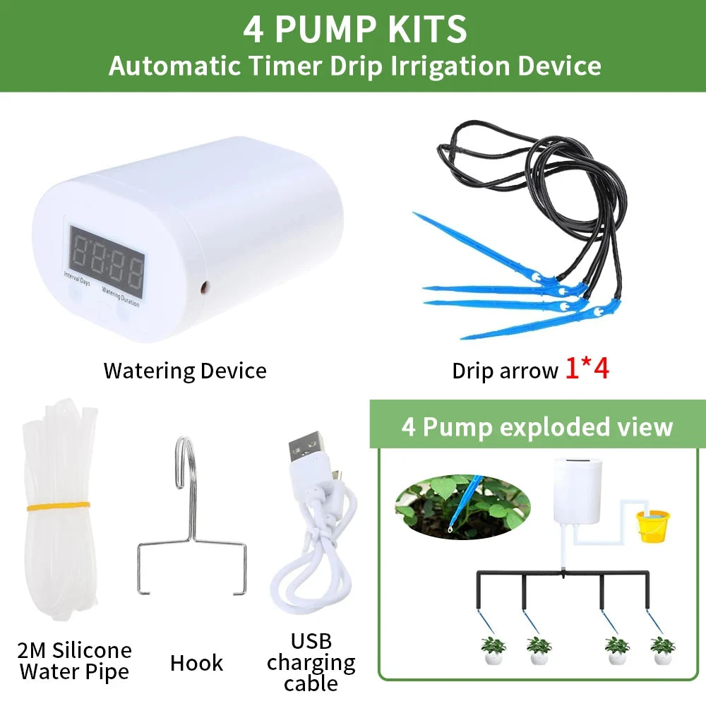 4/8/16 Head Self-Watering Kits Intelligent Drip Irrigation Automatic Watering System Kits Plant Watering Spike Device Water Drip