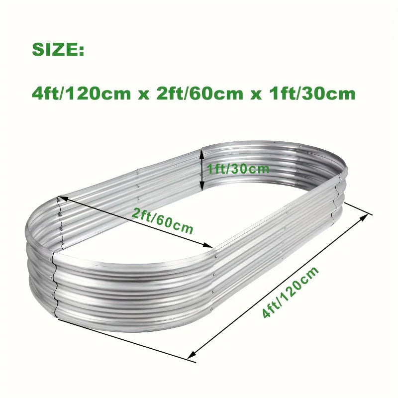 [Galvanized Raised Garden Bed] 1-Pack Land Guard Galvanized Raised Garden Bed Kit - Oval Large Metal Planter Garden Boxes for