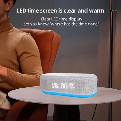 Portable MultiFunction Bluetooth Speaker Night Light Mobile Phone Qi 15W Fast Charging Station Wireless Charger With Alarm Clock
