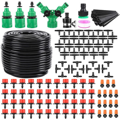 50M Micro Drip Irrigation System Automatic Plant Watering Kit with Adjustable Drippers & Hose - Outdoor Garden Misting Tools