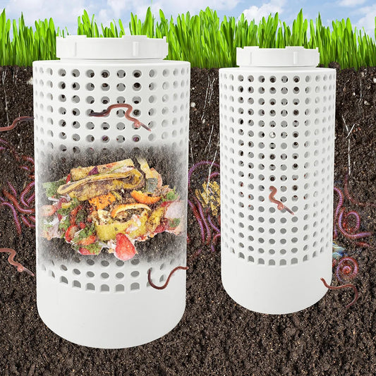 2PCS Compost Bin Outdoor, Inground Worm Farm Compost Bin Kit for Raised Garden Beds at Home, Farm Compost Bin for Garden