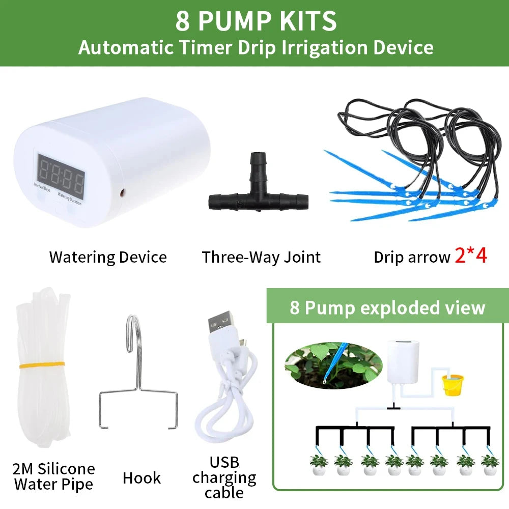 4/8/16 Head Self-Watering Kits Intelligent Drip Irrigation Automatic Watering System Kits Plant Watering Spike Device Water Drip