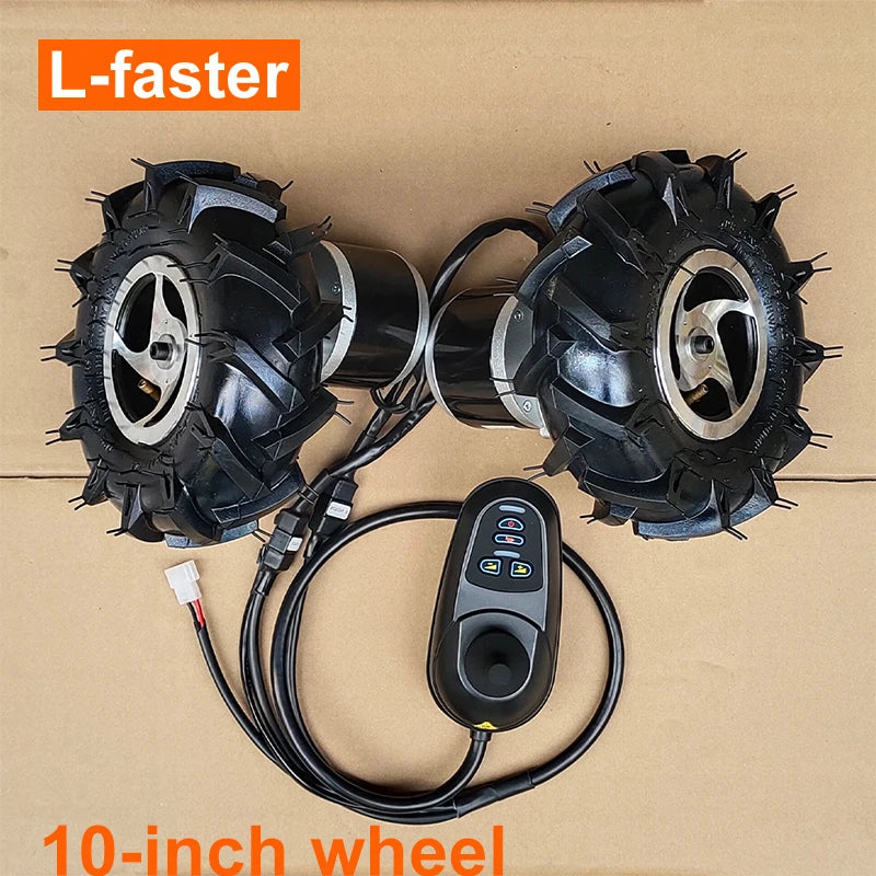 Dual Drive Motor Wheel Kit for Electric Agricultural Tool, Garden Farm, Hand Cart, L-faster, 10 Inch Tire, 24V, 500W 700W