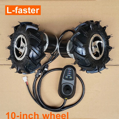 Dual Drive Motor Wheel Kit for Electric Agricultural Tool, Garden Farm, Hand Cart, L-faster, 10 Inch Tire, 24V, 500W 700W
