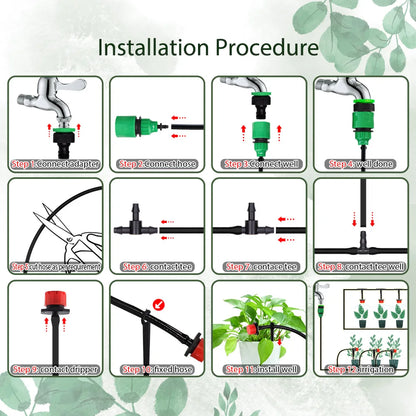 50 Meters Plant Timer Garden Watering System Irrigation 4/7mm Drip Kits Automatic Spray for Plants Adjustable Nozzles