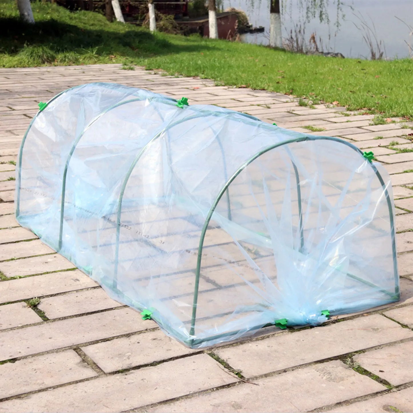 Garden Grow Plant Seed Home Tunnel Nursery with Iron Frame and PVC Cover Rainproof for Backyard Mini Greenhouse DIY Assemble Kit