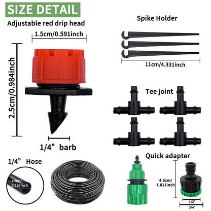 10-30M Garden 1/4'' Drip Irrigation Kit Automatic Watering System Nozzles for Farmland Bonsai Plant Flower Vegetable Greenhouse