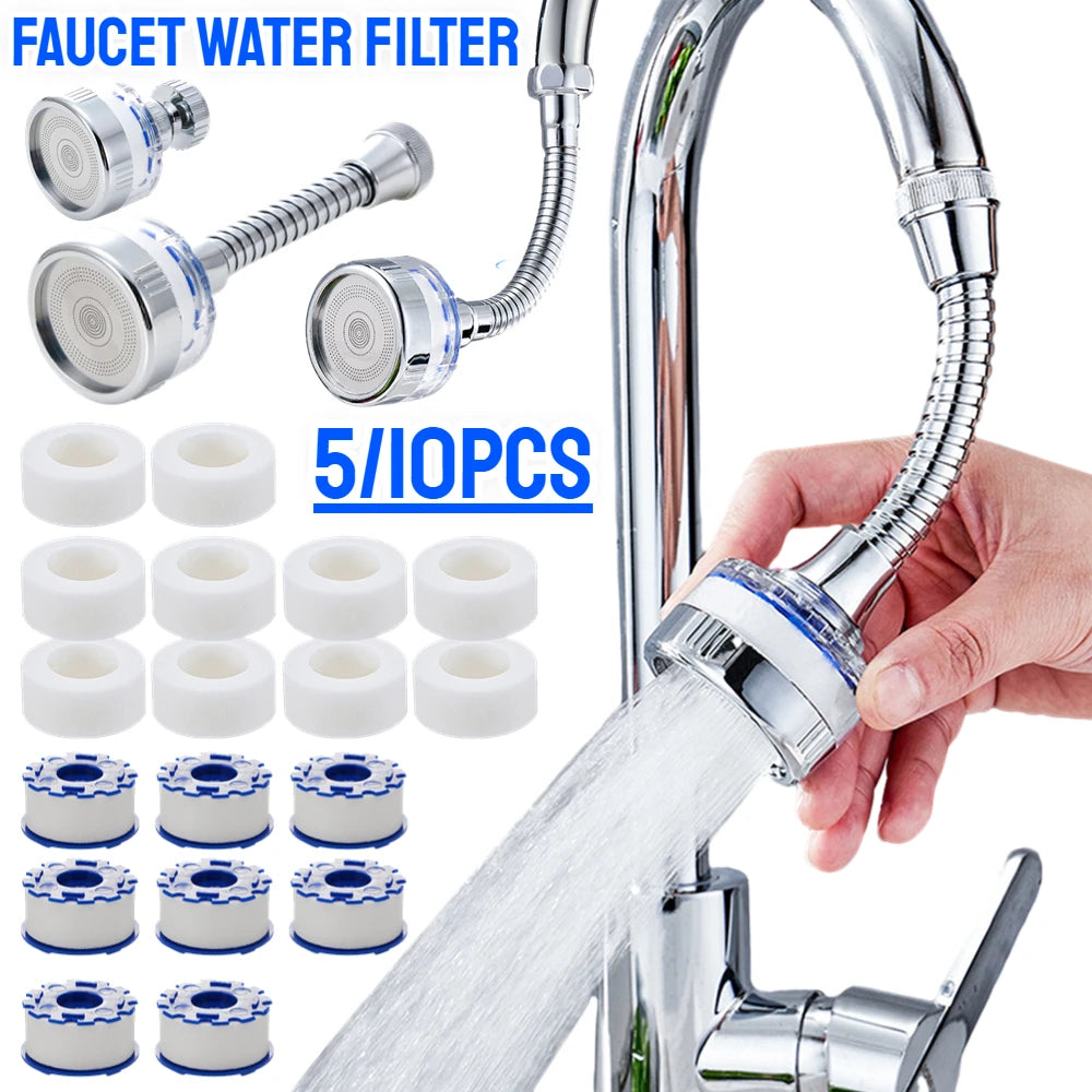 Kitchen Faucet Water Filter Pressurized Sink Filter Water Purifier 360° Tap Splash Proof Faucet Aerator Extender for Bathroom