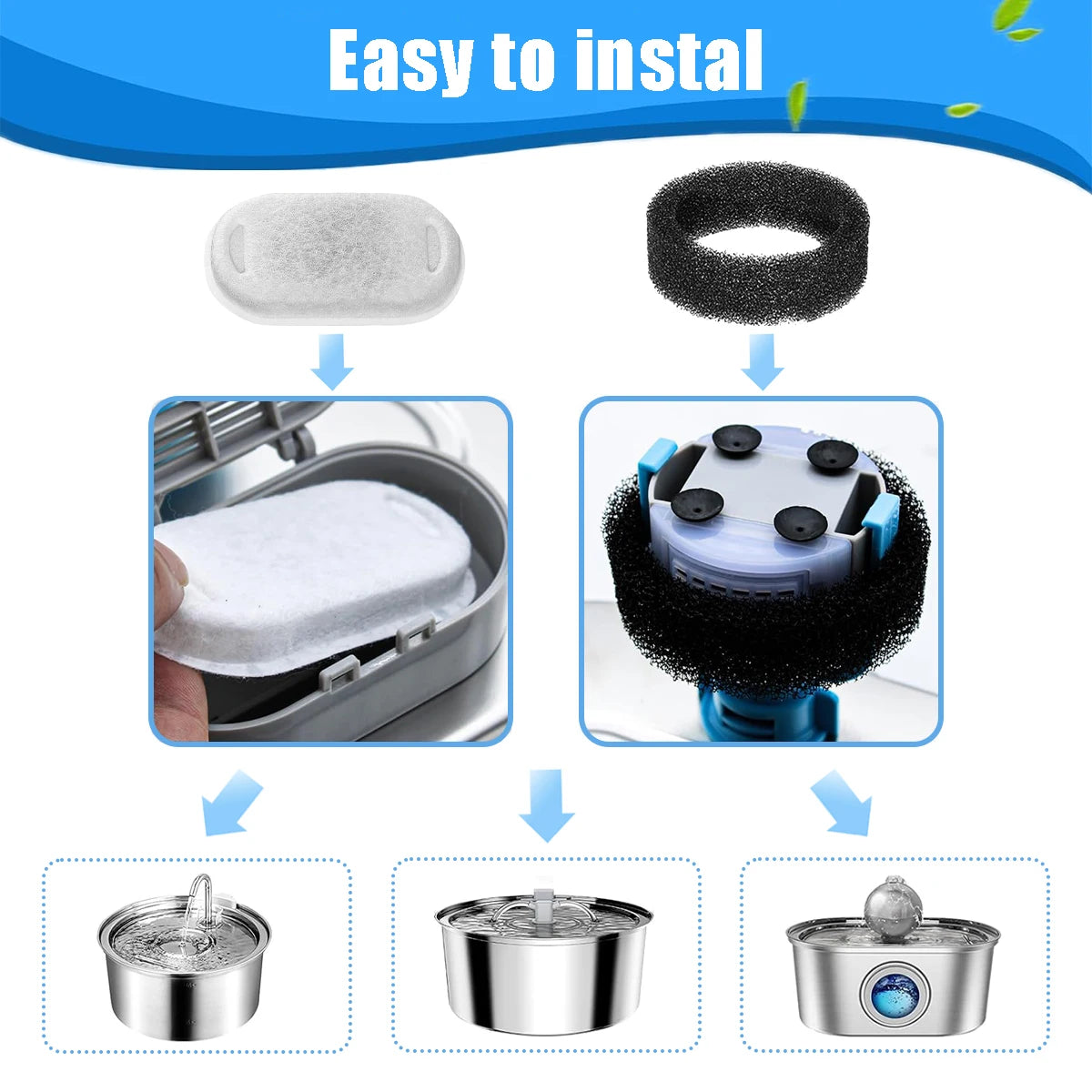 Pet Water Dispenser Filter Cat Water Fountain Filter Drinking Fountain Filter Cycle Filtering Easy To Clean