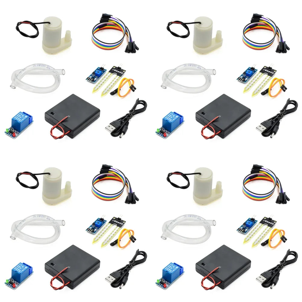 DIY Automatic Irrigation Module Kit Automatic Water Pumping Soil Moisture Sensor Mini Water Pump with 50cm Hose for Arduino