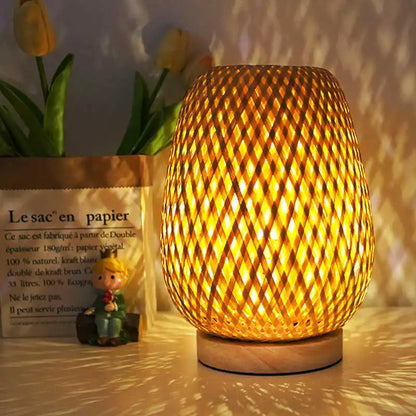 Bamboo Woven ProductsSimple Bedroom Study Table Lamp Bedside Table Lamp Bamboo art Warm Decoration Desktop Japanese Lamp