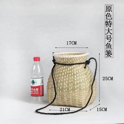 Bamboo Woven Basket Tea Picking, Fishing, and Storage Basket | Decorative Prop for Dance Performances & Children's