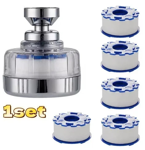 360° Faucet Water Filter Pressurized Sink Filter Water Purifier Kitchen Bathroom Tap Splash Proof Faucet Aerator Extender