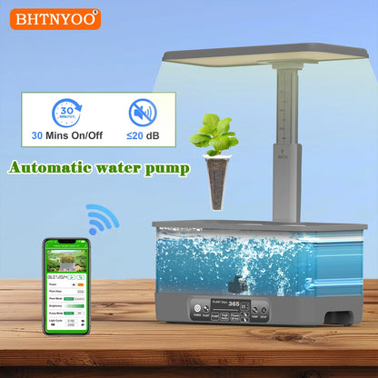 Hydroponics Growing System kit,APP&WIFI Indoor Smart Herbs Garden with LED Growth Lights,Automatic Water Pump,Remote Timer