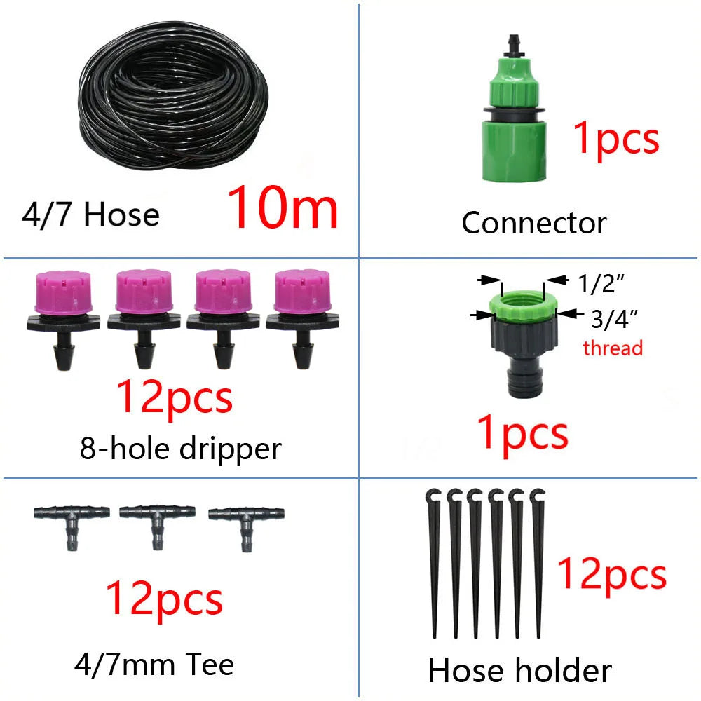 50M-5M DIY Drip Irrigation System Automatic Watering Garden Hose Micro Drip Watering Kits with Adjustable Drippers