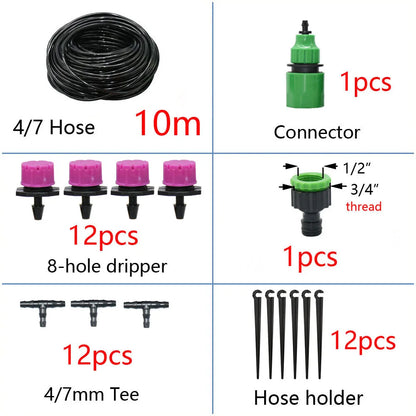 50M-5M DIY Drip Irrigation System Automatic Watering Garden Hose Micro Drip Watering Kits with Adjustable Drippers
