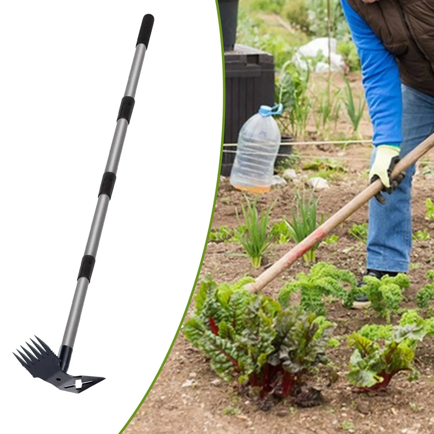 Gardening Garden Hoe Weeding Rake Manual Weeder Tool Easy Assembly Ergonomic Weeds Remover for Soil Loosening Farm