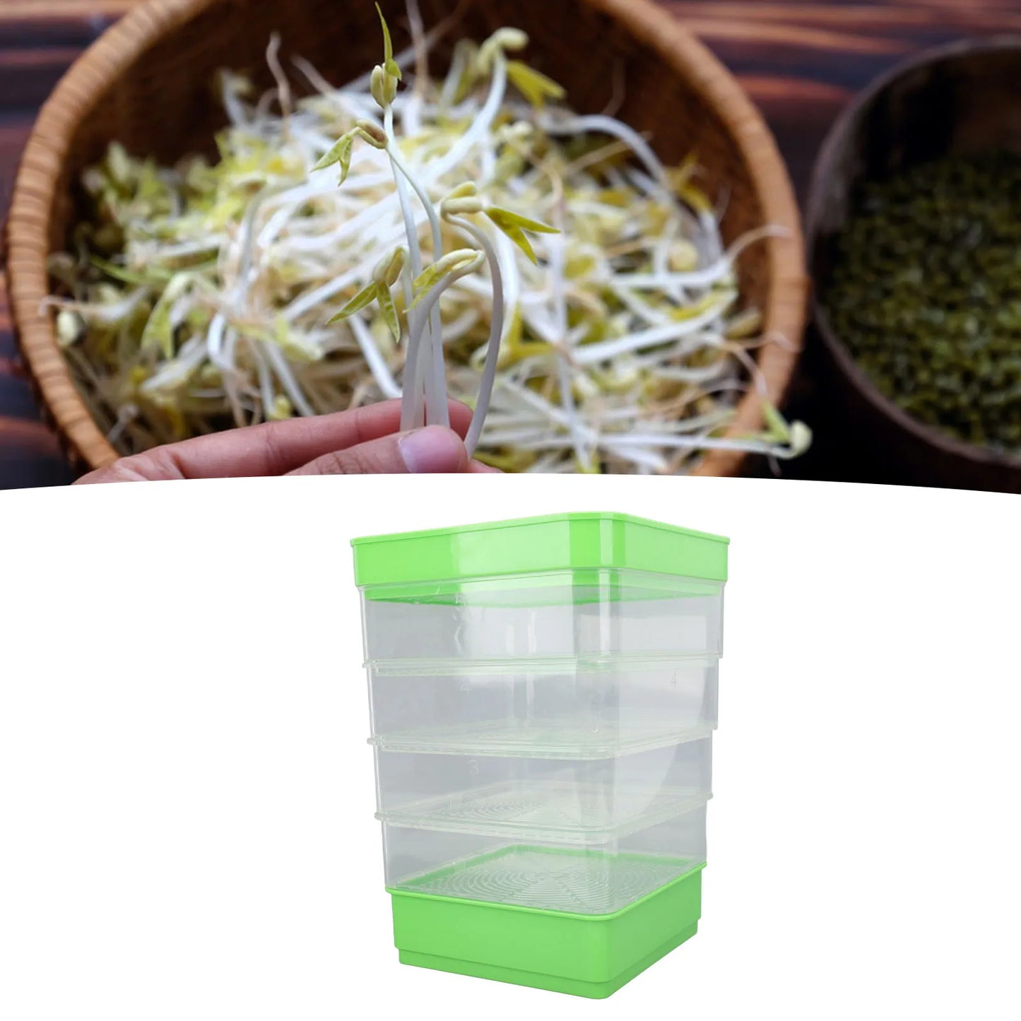 Stackable Sprouter Kit  Plant Grow Trays Easy To Observe Plastic Multipurpose Long Lifespan Space Saving for Bean Sprouts