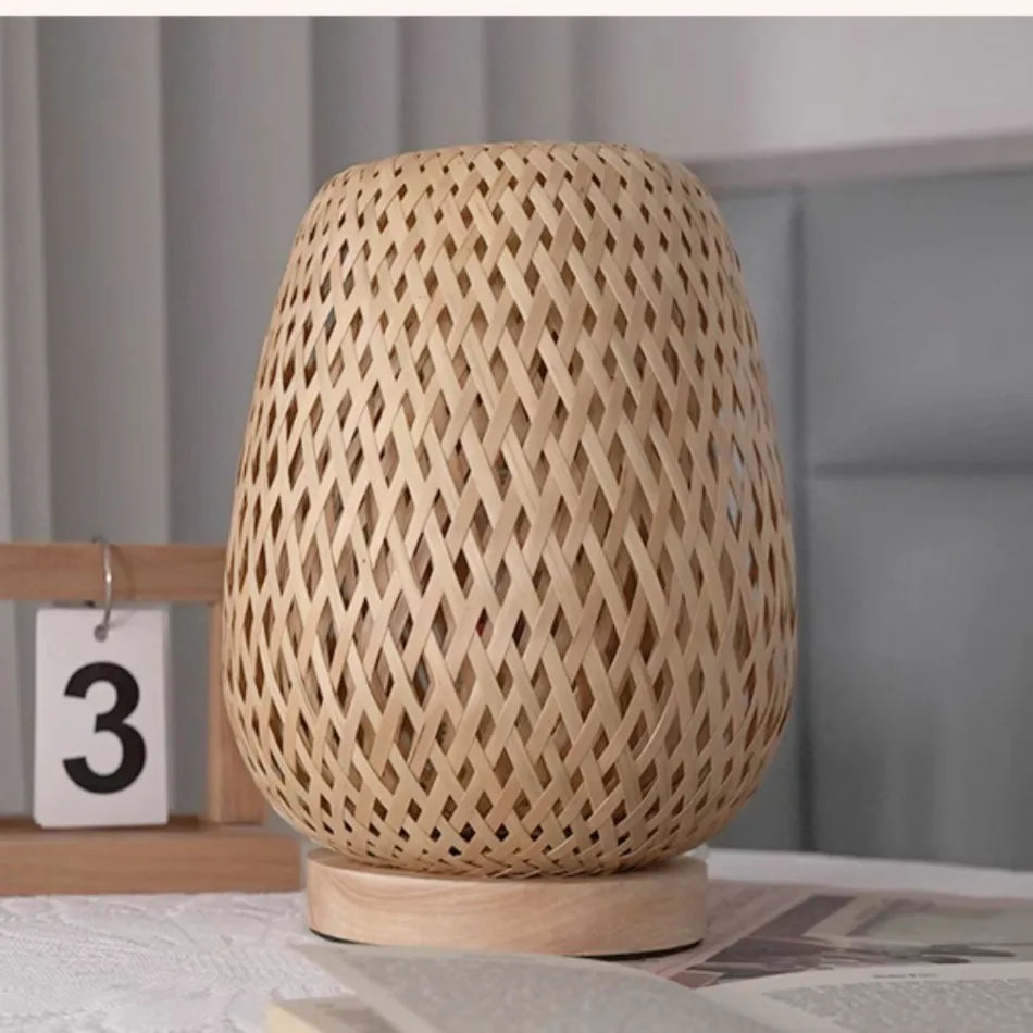 Bamboo Woven ProductsSimple Bedroom Study Table Lamp Bedside Table Lamp Bamboo art Warm Decoration Desktop Japanese Lamp