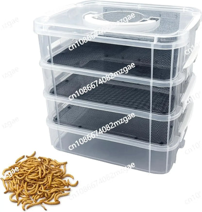 Mealworm Breeding Kit Four-Layer High Capacity Mealworm Farm To Breed Live Mealworms for Bearded Dragon and Reptiles