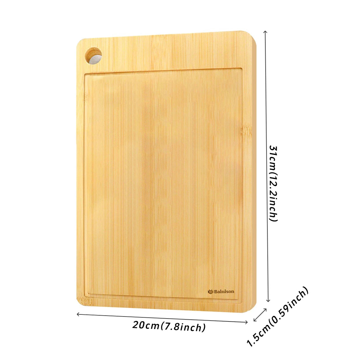 Bainison Natural Bamboo Cutting Board for Kitchen & Outdoors – Durable, Non-Slip Surface for & Pet Food Preparation