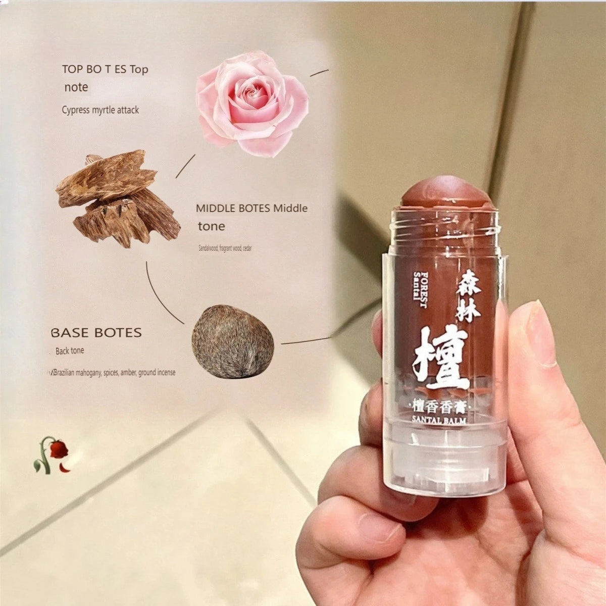 Tea and Sandalwood Fragrances Solid Balm Body Balms Lasting Fragrance Light Fragrances Fresh Body Deodorants Portable for Travel