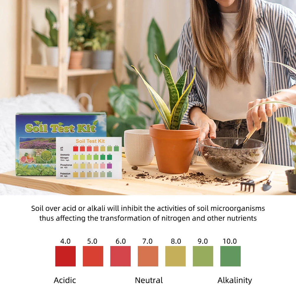Soil Test Kit for pH Nitrogen Phosphorus Potassium Soil NPK Testing Kit Rapid Garden Soil Tester for Plants Garden Lawn Farm