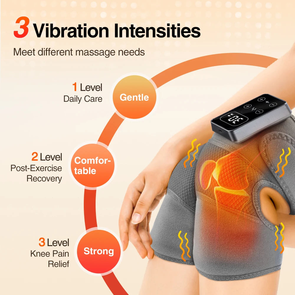 Electric Knee Pad Massager 3 Vibration 5 Levels Cordless Thermal Hot Compress Knee Support Brace Knee Leg Muscle Protection