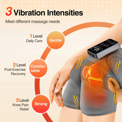 Electric Knee Pad Massager 3 Vibration 5 Levels Cordless Thermal Hot Compress Knee Support Brace Knee Leg Muscle Protection