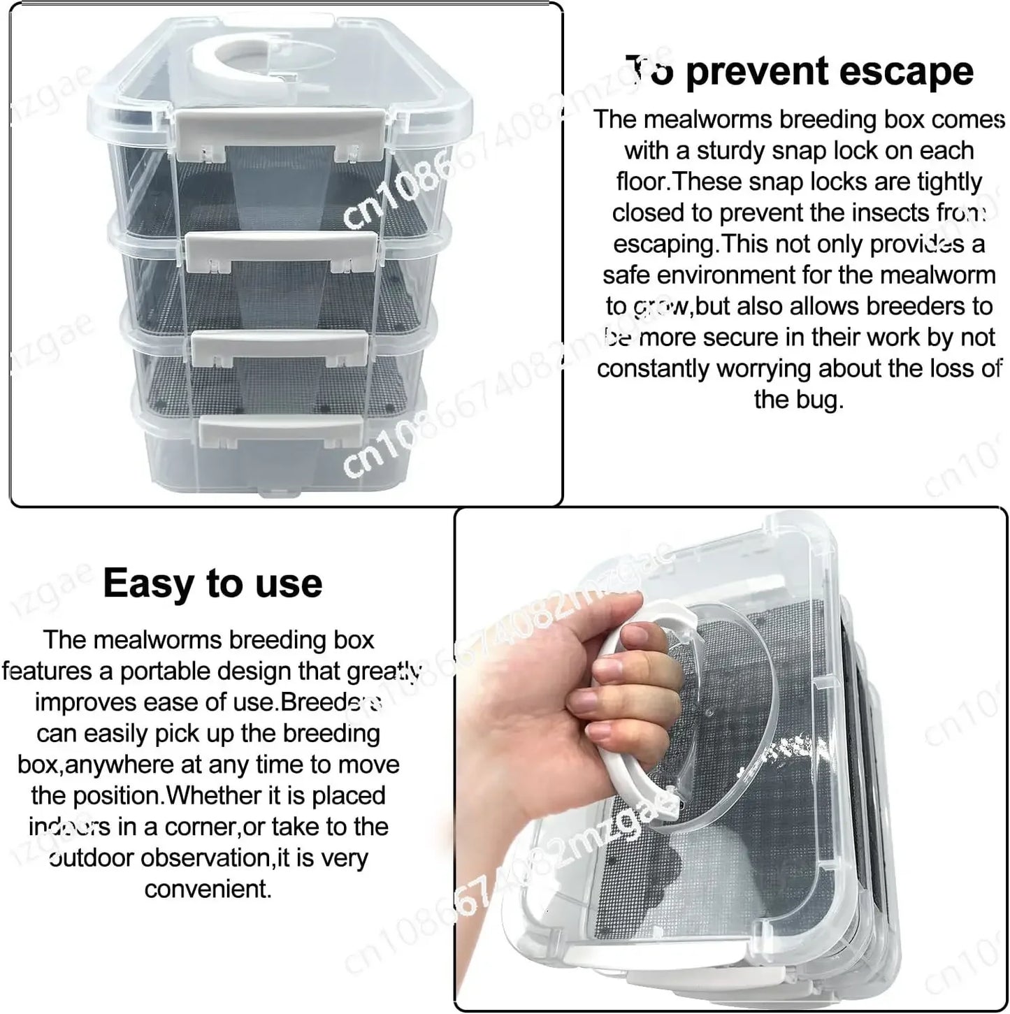 Mealworm Breeding Kit Four-Layer High Capacity Mealworm Farm To Breed Live Mealworms for Bearded Dragon and Reptiles