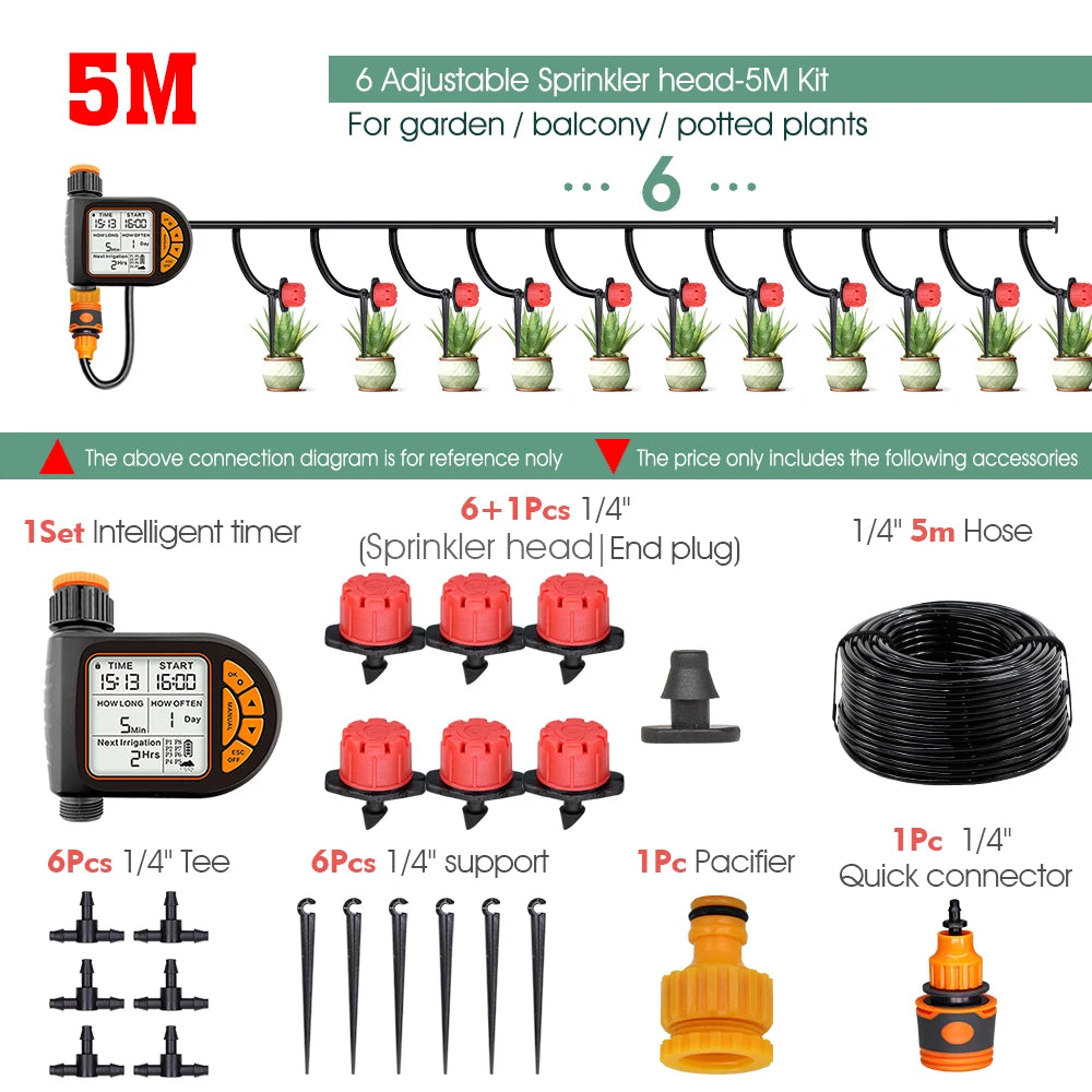 MUCIAKIE 20M Smart Garden Timer Irrigation Set IPX5 Waterproof LCD Automatic Watering Controller Set With Rain Sensor for Farms