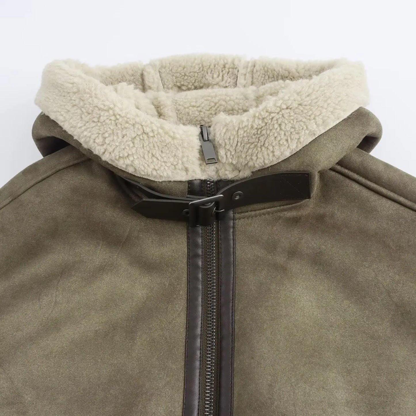 MUJER Double Face Hooded Jackets for Women Zip Padded Plush Jacket Women Outerwear Winter Coat Female Long Sleeve Women's Jacket