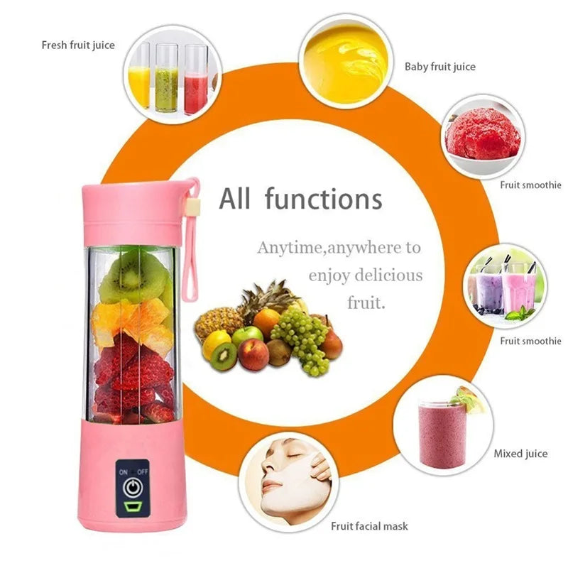 Mini USB Rechargeable Home Blender and Mixer 6 Blades Juice Plastic Electric Juicer Cup Portable Blenders