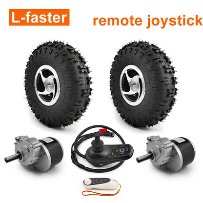 Dual Drive Motor Wheel Kit for Electric Agricultural Tool, Garden Farm, Hand Cart, L-faster, 10 Inch Tire, 24V, 500W 700W