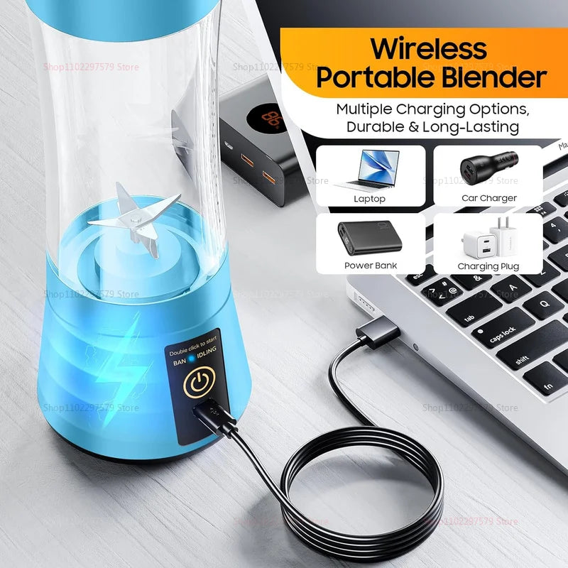 Portable Electric Juicer and Mini Blender for Fruit Smoothies and Juice Mixing Perfect for Home, Office, Travel Easy to Clean