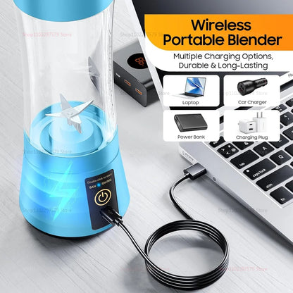 Portable Electric Juicer and Mini Blender for Fruit Smoothies and Juice Mixing Perfect for Home, Office, Travel Easy to Clean