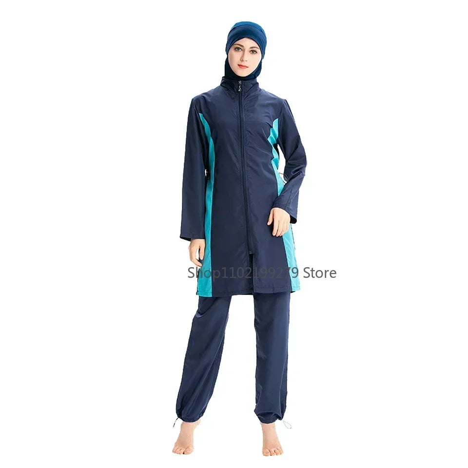 Burkini femme musulmane - ensemble 3 pièces ( haut, pantalon, hijab) nouveau style d'été 2025.