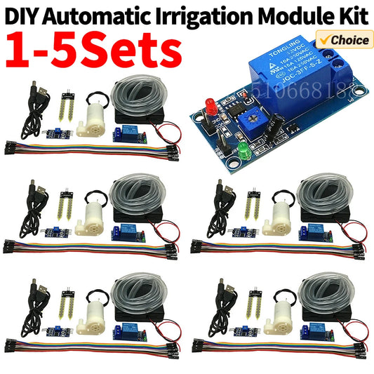 1-5Set Automatic Irrigation Module DIY Automatic Watering Kit Garden Water Pump Soil Moisture Sensor Relay Module for Arduino