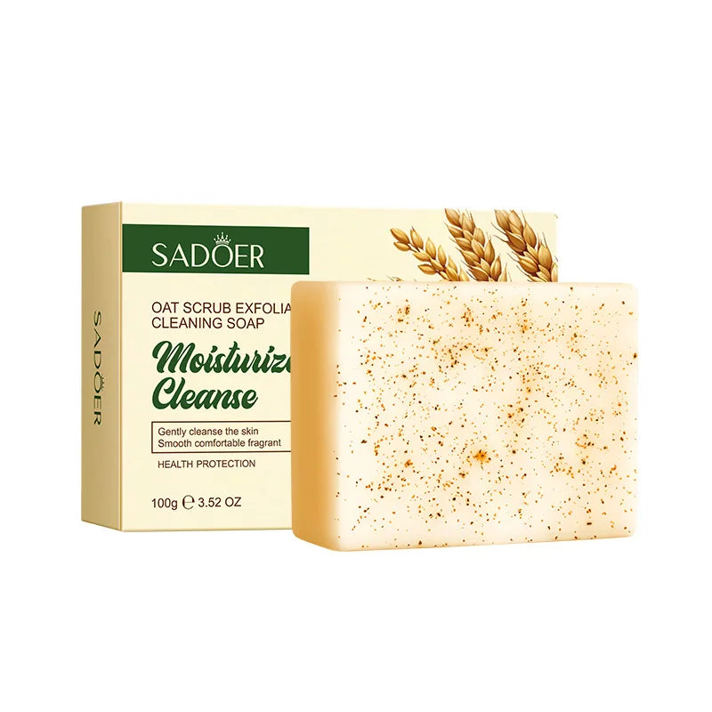Natural Organic Oat Scrub Exfoliating Cleaning Soap Handmade Body and Face Deep Cleansing Soap Brighten Tender Skin Shrink Pores