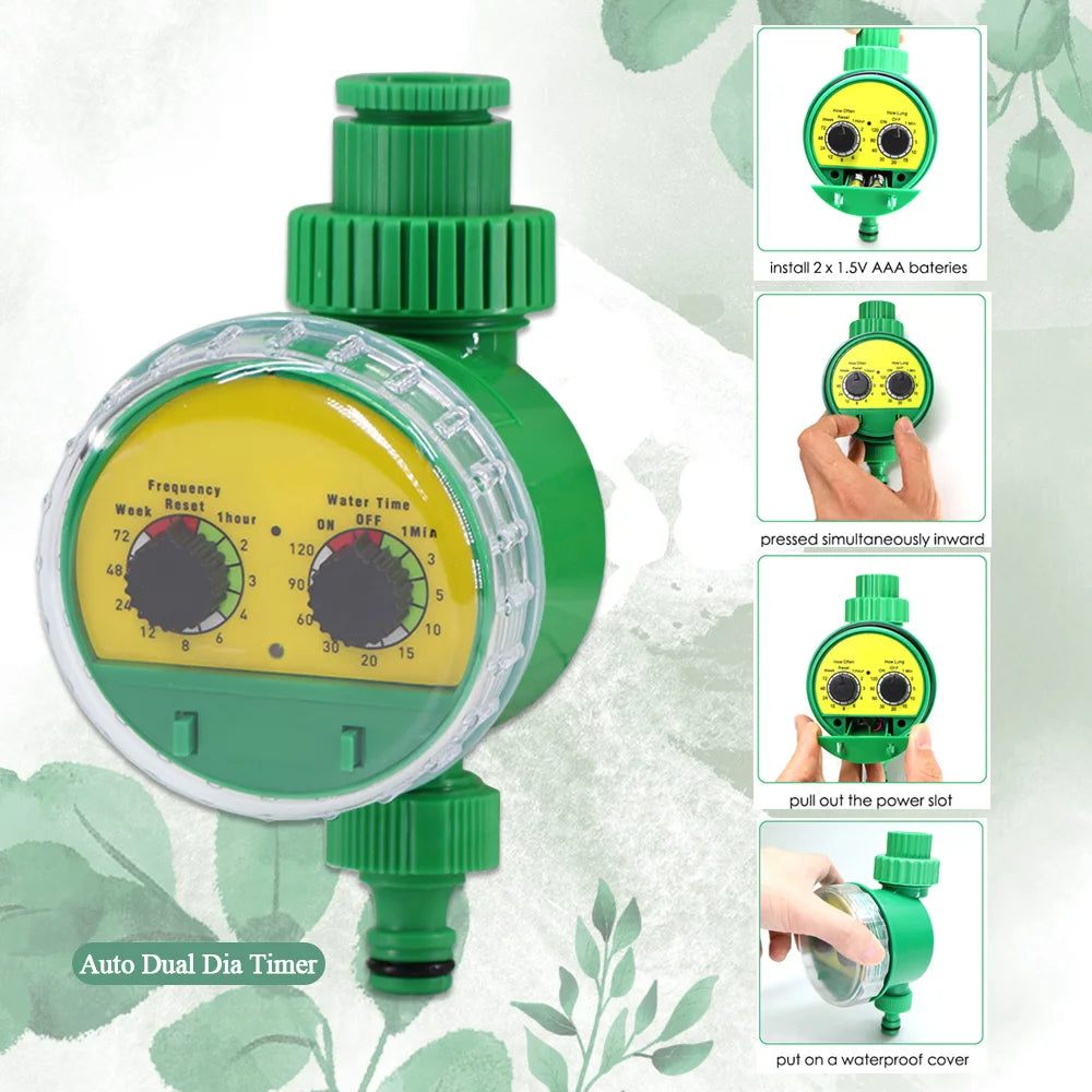 50 Meters Plant Timer Garden Watering System Irrigation 4/7mm Drip Kits Automatic Spray for Plants Adjustable Nozzles