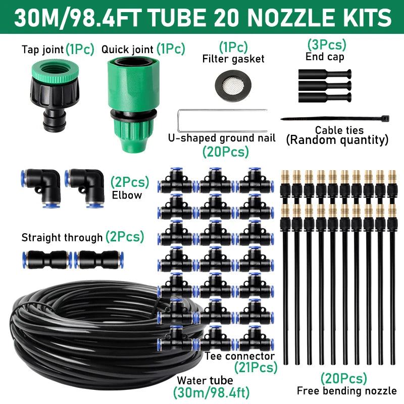 10-30M Universal Automatic Irrigation Sprinkler Kit Rotating Copper Nozzle Garden Balcony Atomization Sprinkler Watering Kits