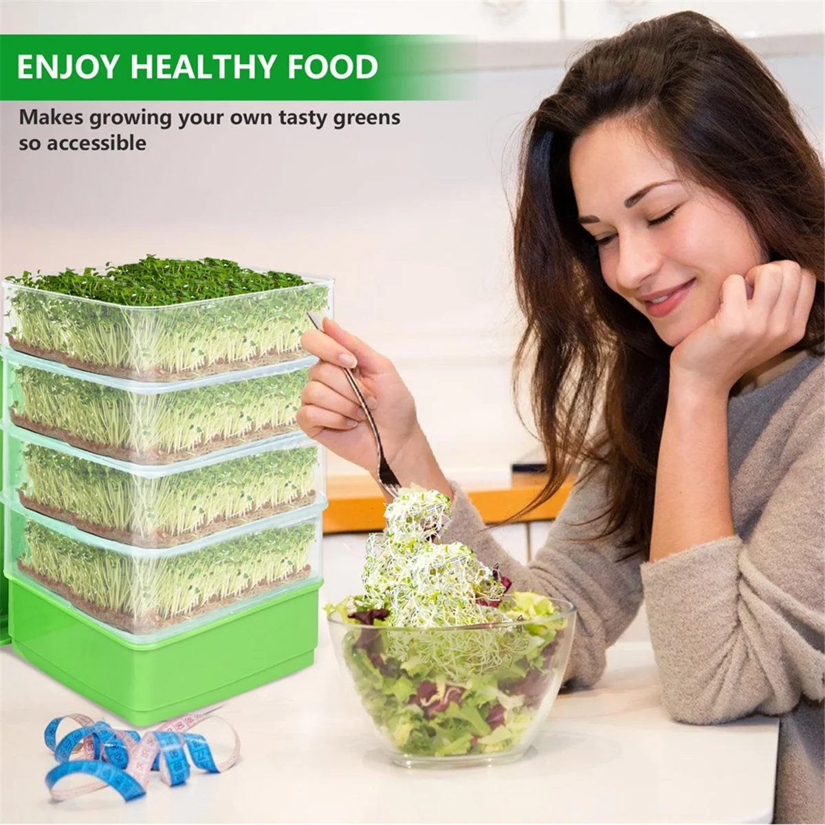 Sale Bean Seed Germination Kit, Micro-Green Plant Growing Tray, Drain Tray, Four-Tier Stackable Sprout Growing Kit