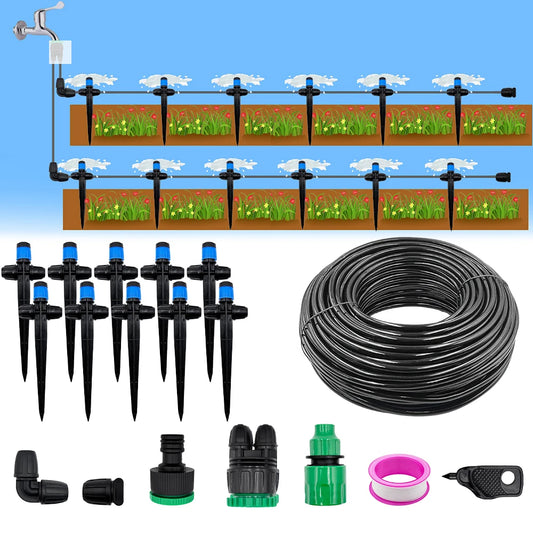 1/4" Drip Irrigation System Kit-Adjustable Flow, Sprayer with Lock Barbed Automatic Watering, for Garden, Farm, Bonsai, Flowers