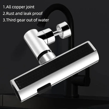 Universal Swivel Kitchen Faucet with Splash-Proof Waterfall Nozzle - Three-Mode Extension Sink Multi-Function