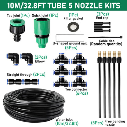 10-30M Universal Automatic Irrigation Sprinkler Kit Rotating Copper Nozzle Garden Balcony Atomization Sprinkler Watering Kits