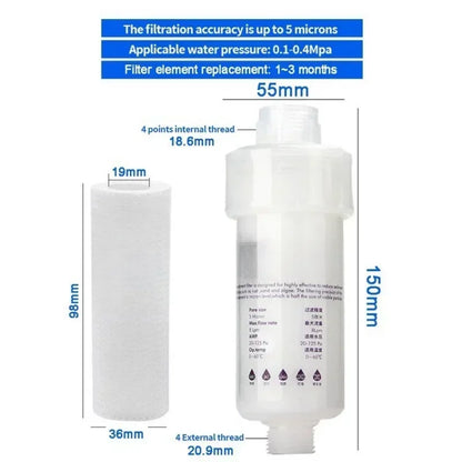 Water Filter Cartridge Washing Machine Filter with Adapter Bathroom Water Heater Toilet Household Purifier
