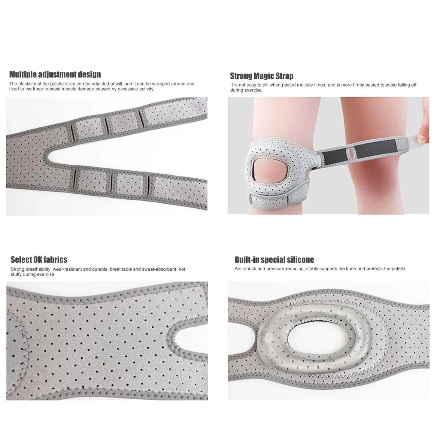 Patellar Stabilizing Knee Brace Knee Relief Support Brace Knee Band For Tendon Support Patella Strap For Secure Fit Anti-Slip